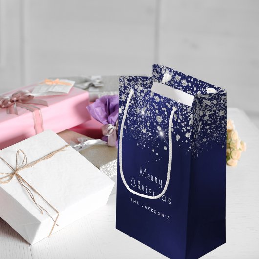 Weihnachtsblauer Glitzer Silber Kleine Geschenktüte