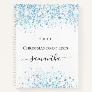 Weihnachtsblauer Glitzer Weißer Winter zu tun List Notizblock