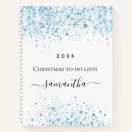 Weihnachtsblauer Glitzer Weißer Winter zu tun List Notizblock (Vorderseite)