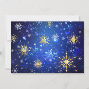 Weihnachtsblauer Hintergrund mit goldenen Schneefl Einladung