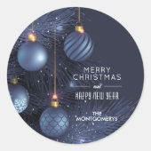 Weihnachtsblauer Ornamente Runder Aufkleber (Vorderseite)