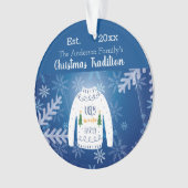 Weihnachtsblauer Party hässlicher Pullover Ornament (Vorderseite)