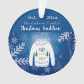 Weihnachtsblauer Party hässlicher Pullover Ornament (Vorderseite)