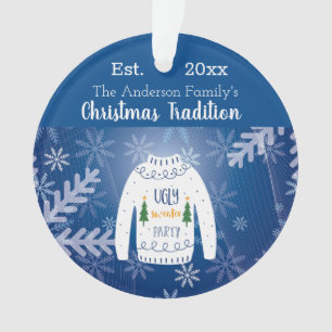 Weihnachtsblauer Party hässlicher Pullover Ornament