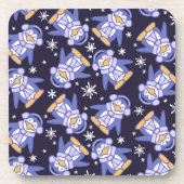 Weihnachtsblauer Pinguinvogel Set von 6 Untersetze Getränkeuntersetzer (Vorderseite)