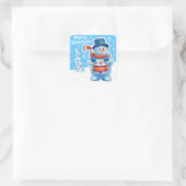 Weihnachtsblauer Quadrat Aufkleber Snowman Schlagz (Tasche)
