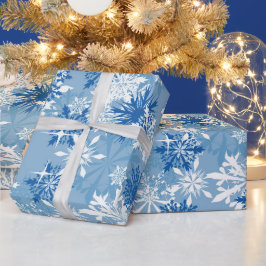 Weihnachtsblauer Schneeflockenwickler Geschenkpapier