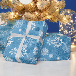 Weihnachtsblauer Schneeflockenwickler Geschenkpapier