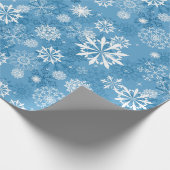 Weihnachtsblauer Schneeflockenwickler Geschenkpapier (Ecke)