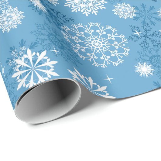 Weihnachtsblauer Schneeflockenwickler Geschenkpapier (Rolleneckpunkt)