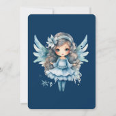 Weihnachtsblauer Schneegel Girl Geburtstagsparty Einladung (Rückseite)