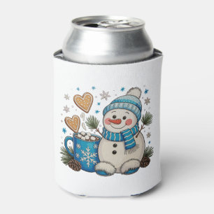 Weihnachtsblauer Schneemann Winter Heiße Schokolad Dosenkühler