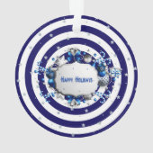 Weihnachtsblauer Streifen Ornament (Rückseite)