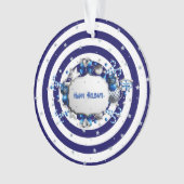 Weihnachtsblauer Streifen Ornament (Vorderseite)