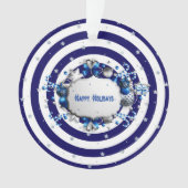 Weihnachtsblauer Streifen Ornament (Vorderseite)