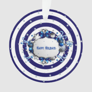 Weihnachtsblauer Streifen Ornament