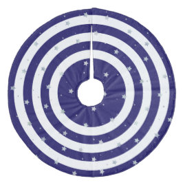 Weihnachtsblauer Streifen-Rock Fleece Weihnachtsbaumdecke