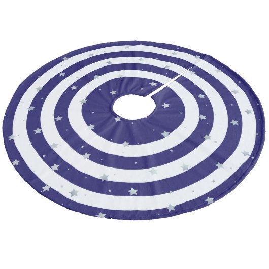 Weihnachtsblauer Streifen-Rock Fleece Weihnachtsbaumdecke (Schrägansicht)