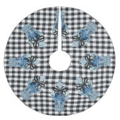 Weihnachtsblauer und weißer Ingwer Jar Polyester Weihnachtsbaumdecke (Vorderseite)