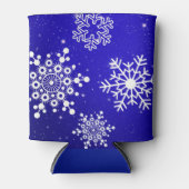 Weihnachtsblauer und weißer Schneeflocken Dosenkühler (Vorderseite)