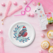 Weihnachtsblauer Vogel auf dem Mond Pappteller (Party)