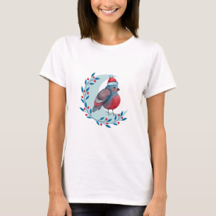 Weihnachtsblauer Vogel auf dem Mond T-Shirt