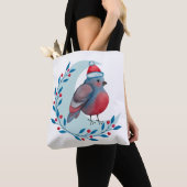 Weihnachtsblauer Vogel auf dem Mond Tasche (Von Nahem)