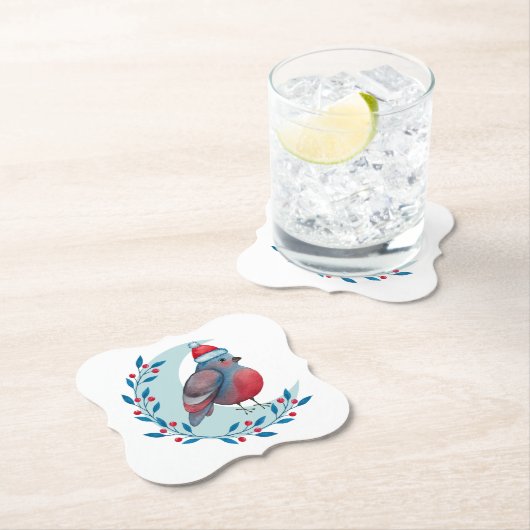 Weihnachtsblauer Vogel auf dem Mond Untersetzer (Vor Ort)