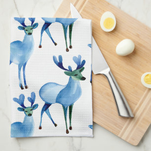 Weihnachtsblaues Rentier Geschirrtuch