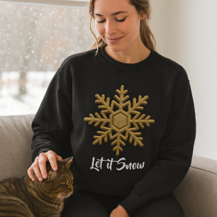 Weihnachtsblaues und goldenes Schneeflocken-T-Shir Sweatshirt