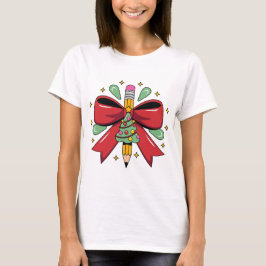 Weihnachtsbleistift mit festlicher Schleife und Ba T-Shirt