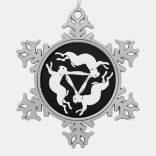 Weihnachtsblitz, Kaninchensymbol Schneeflocken Zinn-Ornament