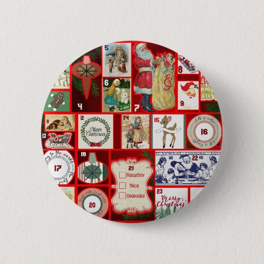 Weihnachtsblock Advent-Illustration Quadratische K Button (Vorderseite)