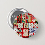 Weihnachtsblock Advent-Illustration Quadratische K Button (Vorne & Hinten)