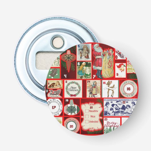 Weihnachtsblock Advent-Illustration Quadratische K Flaschenöffner (Vorderseite)