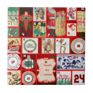 Weihnachtsblock-Advent-Illustration Quadratische K Fliese