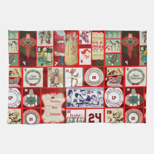 Weihnachtsblock Advent Illustration Quadratische K Geschirrtuch (Horizontal)
