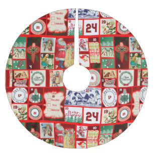 Weihnachtsblock Advent Illustration Quadratische K Polyester Weihnachtsbaumdecke