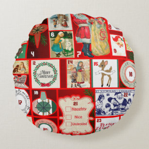 Weihnachtsblock Advent Illustration Quadratische K Rundes Kissen