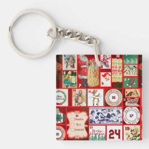 Weihnachtsblock Advent Illustration Quadratische K Schlüsselanhänger