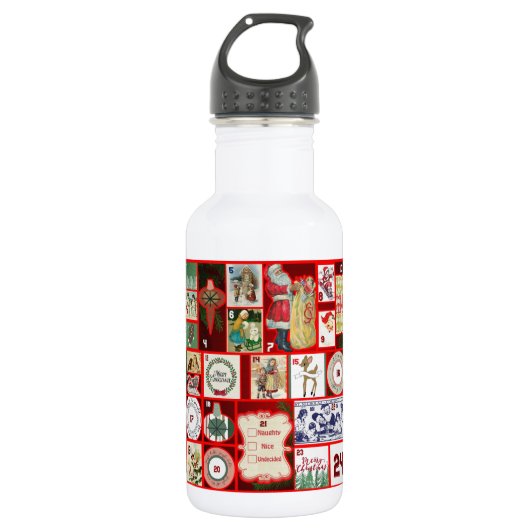 Weihnachtsblock-Illustrationsplätze Edelstahlflasche (Vorderseite)