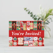 Weihnachtsblock-Illustrationsplätze Einladung (Stehend Vorderseite)