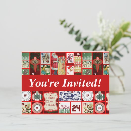 Weihnachtsblock-Illustrationsplätze Einladung (Stehend Vorderseite)
