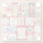 Weihnachtsblock-Illustrationsplätze Glasuntersetzer (Rückseite)