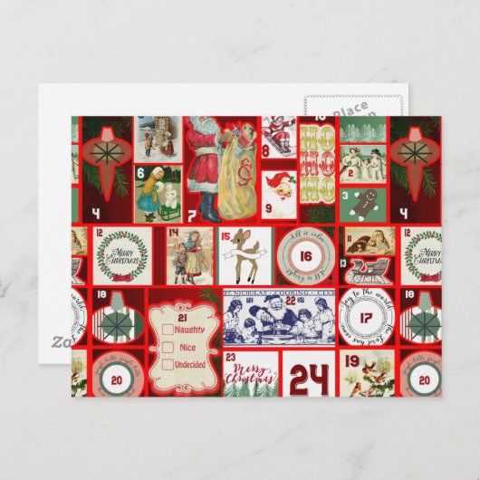 Weihnachtsblock-Illustrationsplätze Postkarte (Vorne/Hinten)