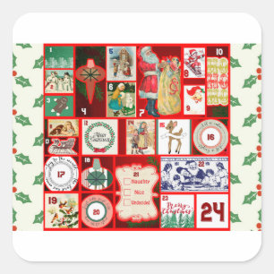 Weihnachtsblock-Illustrationsplätze Quadratischer Aufkleber
