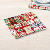 Weihnachtsblock-Illustrationsplätze Rechteckiger Pappuntersetzer (angewinkelt)