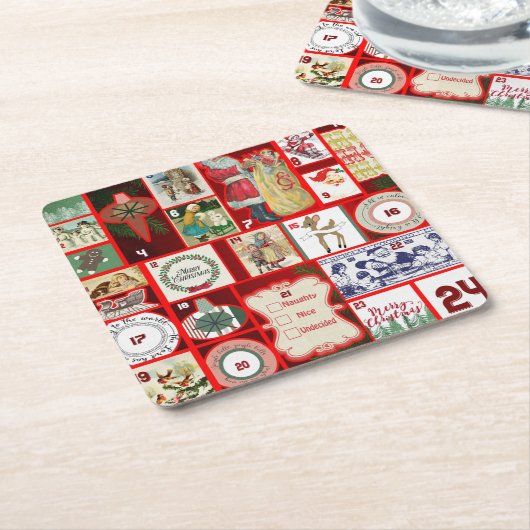 Weihnachtsblock-Illustrationsplätze Rechteckiger Pappuntersetzer (angewinkelt)