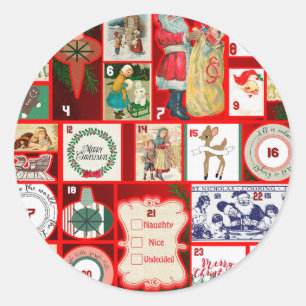 Weihnachtsblock-Illustrationsplätze Runder Aufkleber