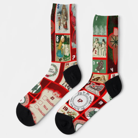 Weihnachtsblock-Illustrationsplätze Socken (Linkes Detail)